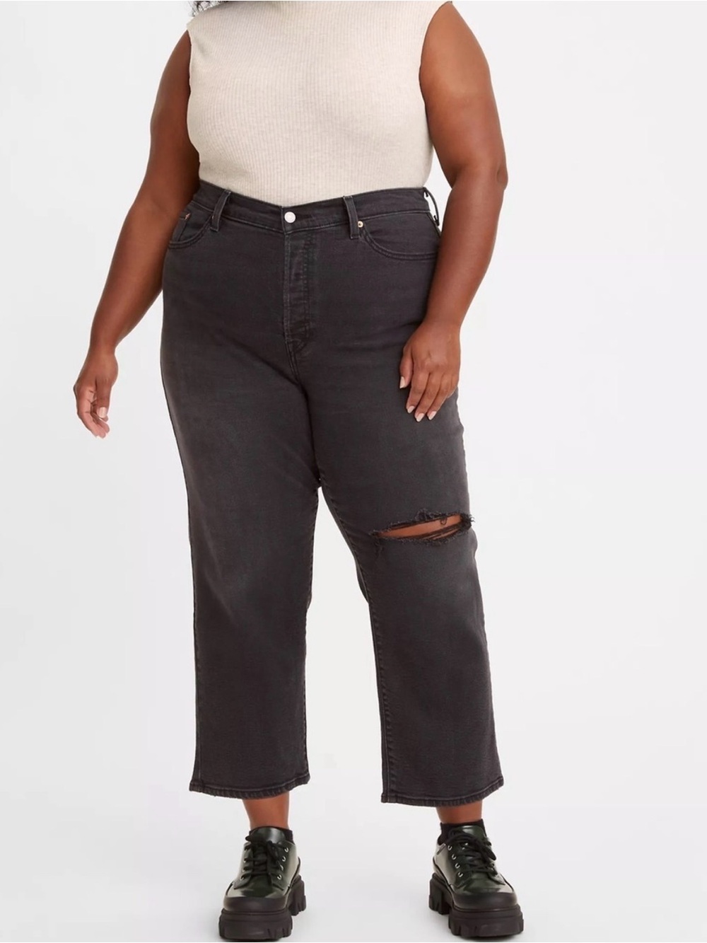 Levi's NWT  Sz 16W Women’s 34x25 Wedgie Straight Stretch Distressed Jeans Plus